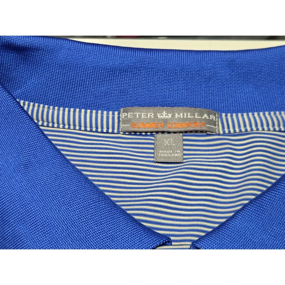 Peter Millar Summer Comfort Golf Polo Shirt Mens XL Blue Stripe‎ Carlton Club
